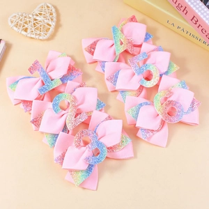 Molletta per Capelli a Fiocco di Farfalla Rosa Glitterata Fatta a Mano per Ragazze Numeri Colorati da Uno a Sei Accessori per Capelli Compleanno