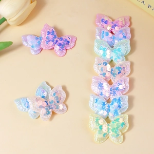 Sparkly sequin butterfly DIY patches for hair accessories and kids clothes in pastel colors
