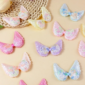 Glitter angel wing patches for children hair accessories in assorted macaron colors