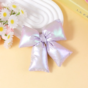 Chic 3D iridescent purple fabric bow accessory with metallic luster for DIY crafts