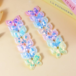 Iridescent Sequin Butterfly Patches Fabric Polyester Angel Wings For DIY Kids Hair Accessories Clothing Shoes Bag Material