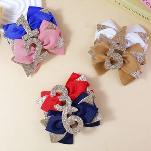 Lot de barrettes nœuds papillon pailletées numérotées 1-6 pour filles en couleurs variées