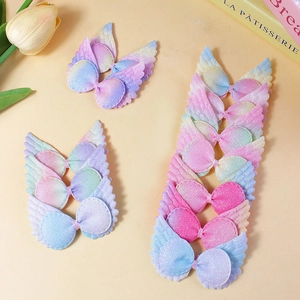 Cute Gradient Rainbow Angel Wings Glitter DIY Craft Accessories Polyester Butterfly Patches For Hair Decorations Sewing Materials