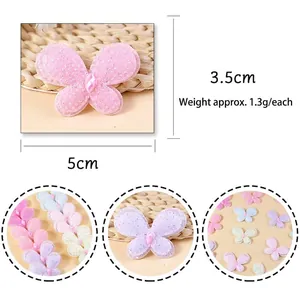 Macaron butterfly patches with glitter for DIY hair accessories and bag decoration
