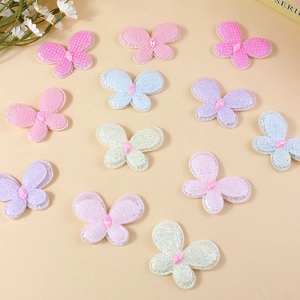 DIY macaron glitter butterfly patches with rhinestones for hair accessories and crafts