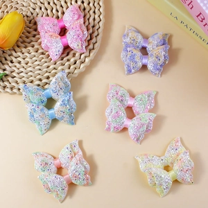 Accessoires de cheveux nœuds pailletés pour bricolage en six couleurs pastel variées