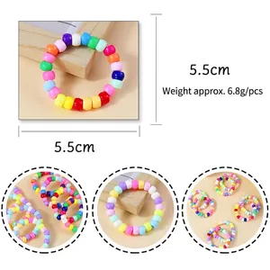 Colorful Bohemian beaded bracelet set featuring vibrant round beads and elastic cord