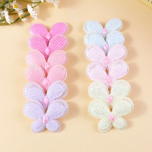 Colorful macaron butterfly patches with glitter fabric and sparkling rhinestone accents