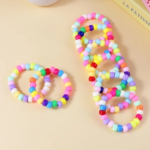 Bohemian style colorful candy bead elastic bracelets in vibrant pony bead design