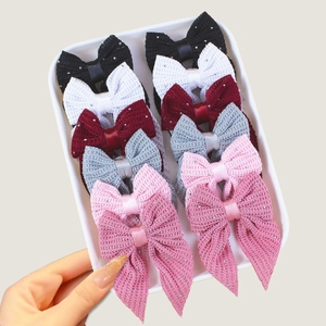 Korean Style Bow Hair Clip Set For Women Fabric Rhinestone Duckbill Clip Hair Accessories Sweet Fashion Bowknot Hairpins