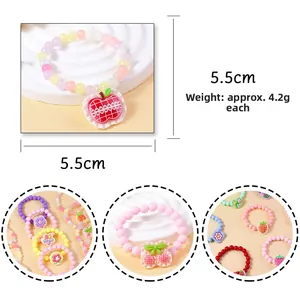 Pulsera de cuentas coloridas para niños con dijes de frutas y flores, 5,5 cm de diámetro