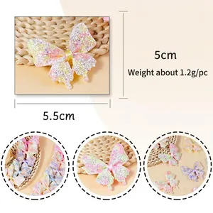 Colorful laser glitter butterfly patches for DIY hair accessories and craft decor