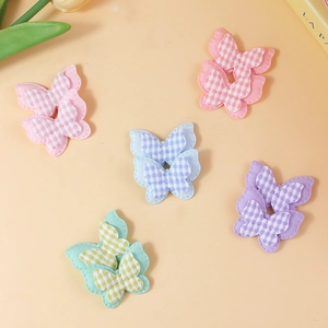 Colorful checkered butterfly fabric patches for DIY hair accessories and craft projects