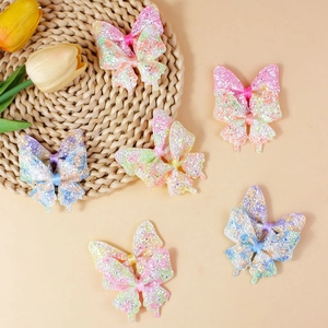 Glitter laser butterfly fabric patches for DIY hair accessories and clothing decor