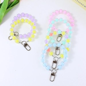 Jelly colored acrylic beaded lanyards in various pastel tones with silver metal lobster clasps
