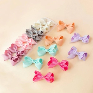 Lot de 16 barrettes à cheveux avec nœuds en ruban gros-grain pour enfants en tons macarons