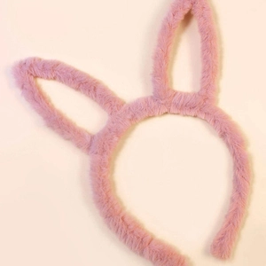 Serre-tête oreilles de lapin roses en peluche douce avec une oreille pliée mignonne