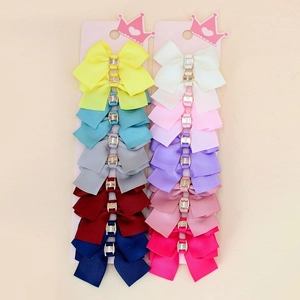 Kids Grosgrain Ribbon Bow Hair Clips With Metal Buckle Sweet Solid Color Duckbill Hairpins For Girls Daily Accessories