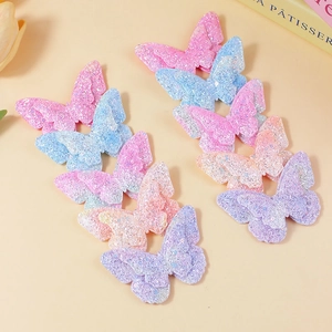 Butterfly Sequins Hair Clip Gradient Shiny Applique For Baby Girls Kids Polyester Hair Accessories DIY Decor Crafts