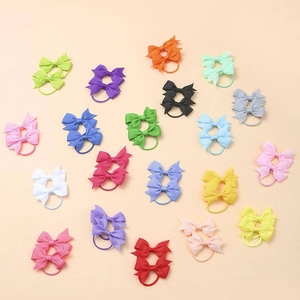 40-piece set of colorful grosgrain ribbon bow hair clips for girls in various solid colors