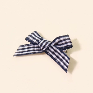 Handmade navy blue and white striped ribbon bow hair clip for children's fashion hair styling