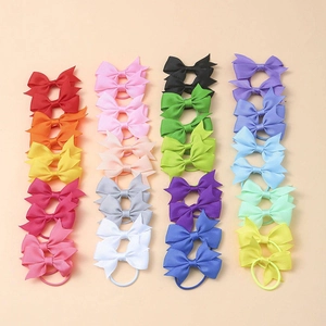 40-piece colorful grosgrain ribbon hair bows set with elastic bands for kids