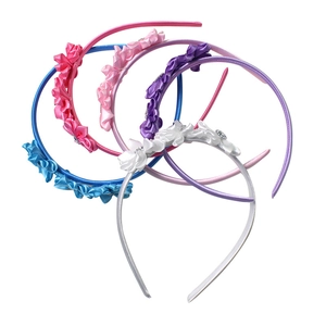 Lot de cinq serre-têtes faits main en satin avec strass floraux pour filles