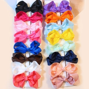 Lot de 16 barrettes à cheveux avec nœuds en ruban gros-grain colorés pour les filles