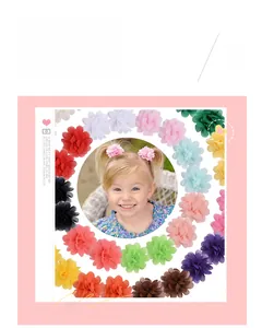 Detailed collection of colorful chiffon flower hair clips for girls in various shades