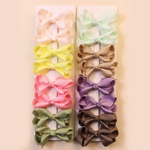 Lot de 16 barrettes à nœuds en ruban gros-grain pour enfants, couleurs pastel