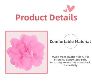 Detailed macro view of soft pink nylon chiffon fabric flower petals for hair accessories