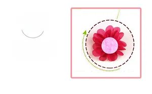 Detailed back view showing the dark red chiffon flower petals and pink felt base