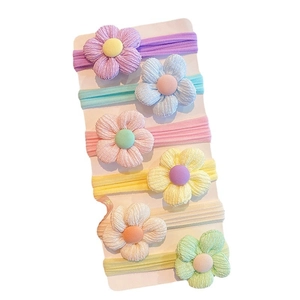 6-pack of colorful floral high-elastic hair ties for girls in assorted macaron colors