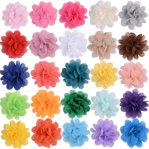 Wholesale set of 25 colorful chiffon flower hair accessories for DIY hair clips