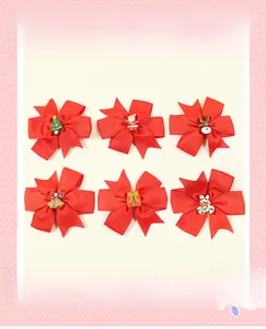 Détails des nœuds de cheveux de Noël rouges pour enfants avec renne et clochettes