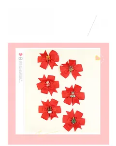 Lot de six nœuds à cheveux rouges de Noël avec motifs festifs de Père Noël et renne