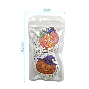 Detailed holographic Halloween pumpkin stickers in packaging with 18.5cm height