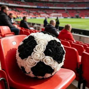 Handcrafted 25cm black and white PE rose ball in a soccer shape for creative gifts