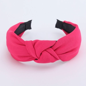 Classic knot headband for women in rose red textured fabric with wide band style
