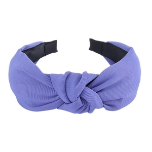 Lavender knotted headband with ribbed texture and minimalist wide-brimmed fabric design