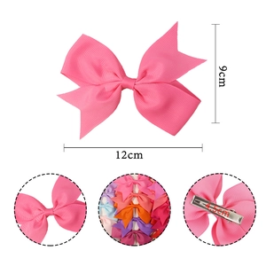 Large pink grosgrain ribbon hair bow with 12cm width and 4cm metal alligator clip for kids