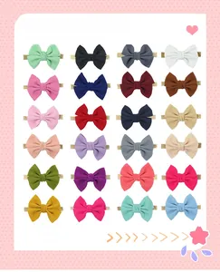 24-piece baby headband set with textured bubble fabric bows and soft elastic nylon bands