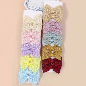 Lot de 10 barrettes à cheveux en dentelle pour filles aux couleurs pastel variées
