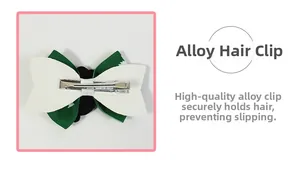 Detail of high-quality anti-slip alloy clip on festive Christmas sequin bow hairpin