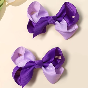Barrettes à cheveux faites main en ruban gros-grain bicolore violet pour filles, lot élégant