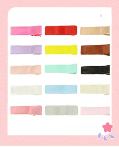 Detailed set of 15 colorful grosgrain ribbon hair clips with secure metal alligator base