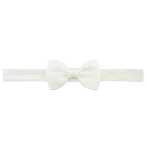 Elastic white nylon headband with bow for infants and toddlers soft hair accessories