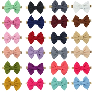 Soft Waffle Texture Baby Bow Headband High Elastic Nylon Hair Band For Newborn Infant Toddler Princess Hair Accessories