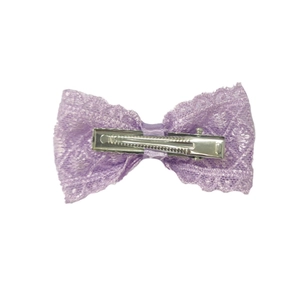 Pince à cheveux en dentelle violette faite main avec nœud en ruban pour bébés filles
