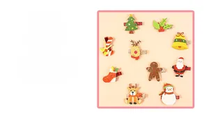 Detailed close-up showing 10 different Christmas themed hair clips with glitter textures